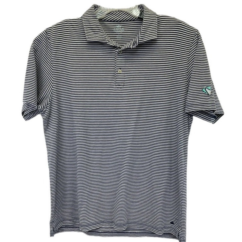 Peter Millar Seaside Wash Mens Large Blue/White Striped Golf Polo Shirt (X2) EUC